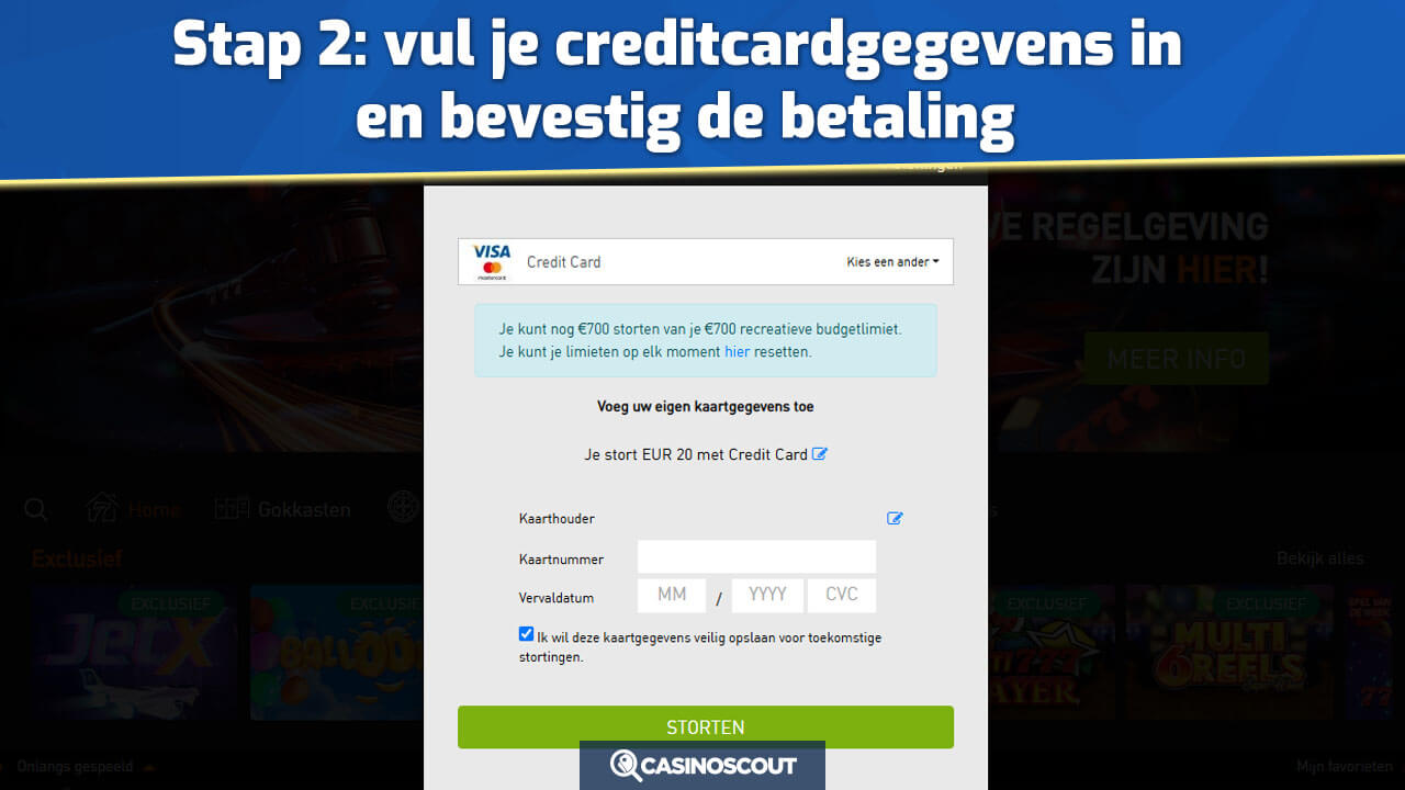 Vul je creditcard gegevens in