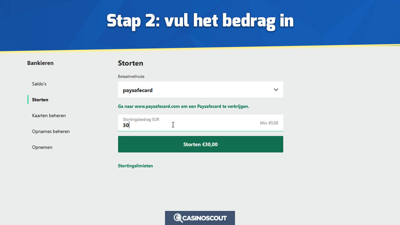 Vul het bedrag in