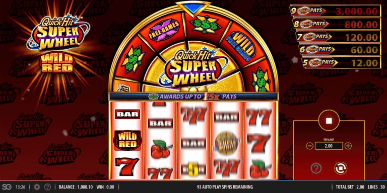 Quick Hit Super Wheel Wild Red Gratis Spins