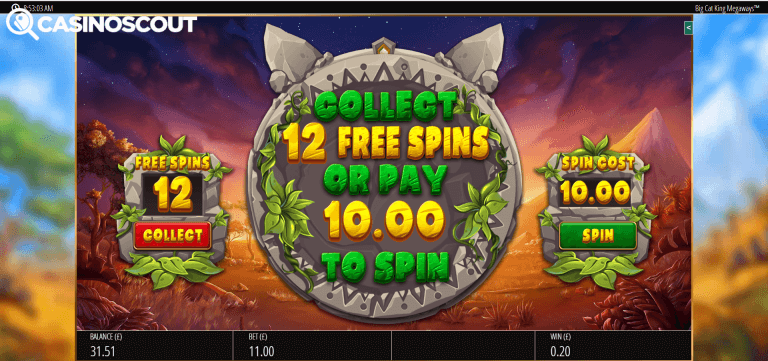 Big Cat King Megaways Bonus