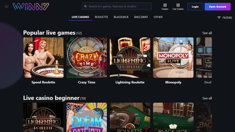 Winny Casino Screenshot 3