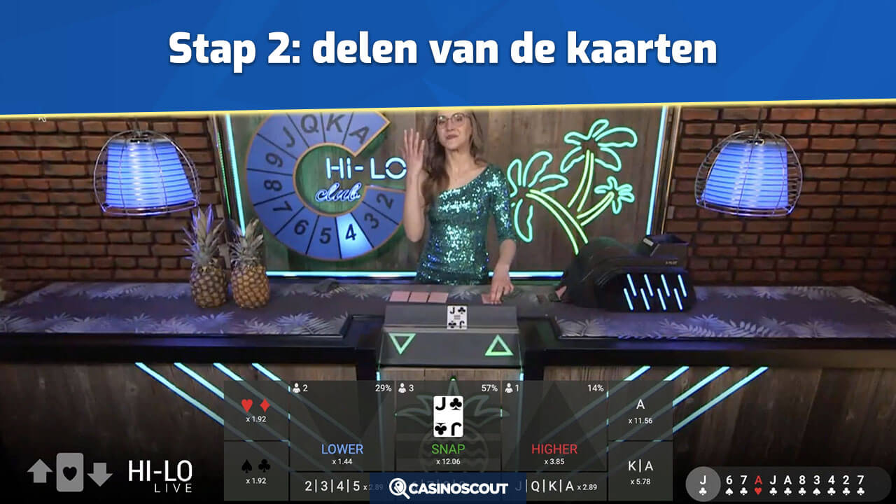 Kaarten laten delen bij Live Hi-Lo