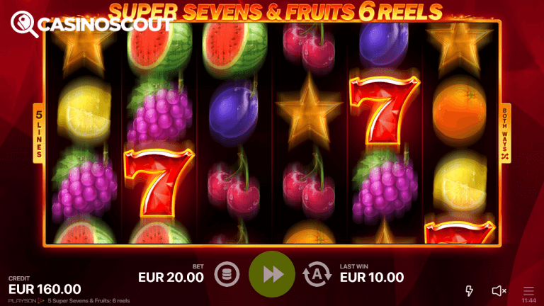 Super Sevens & Fruits 6 reels Gratis Spins