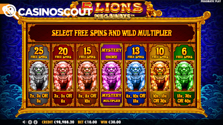 5 Lions Megaways Gratis Spins