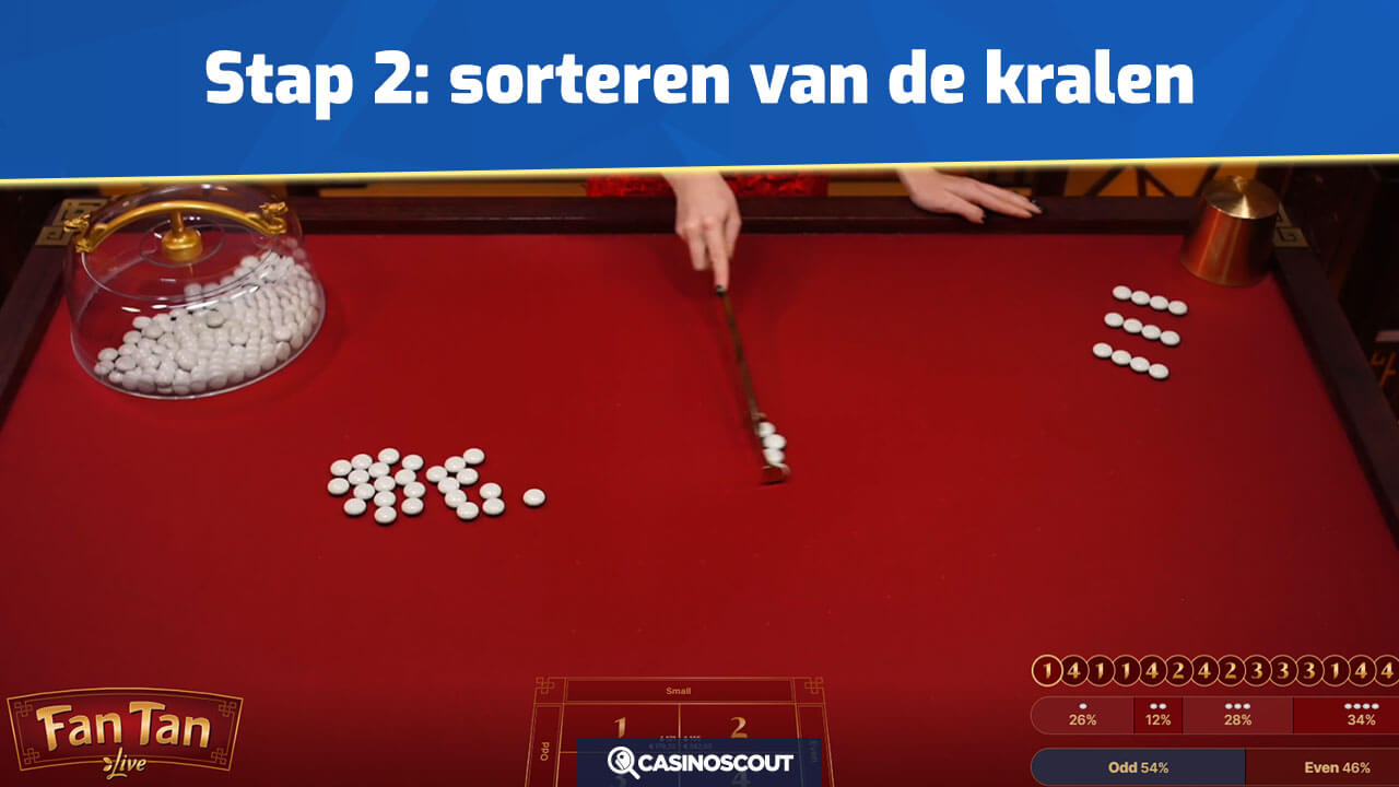 Kralen sorteren bij Fan Tan Live