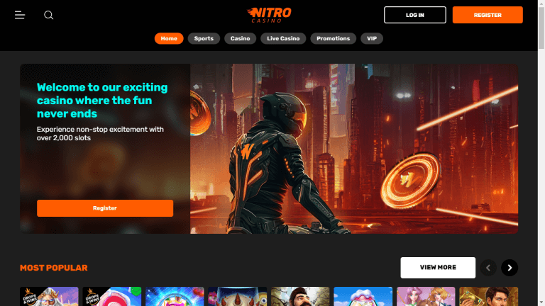 Nitro Casino Review, Bonus en Beste Alternatief Screenshot 1