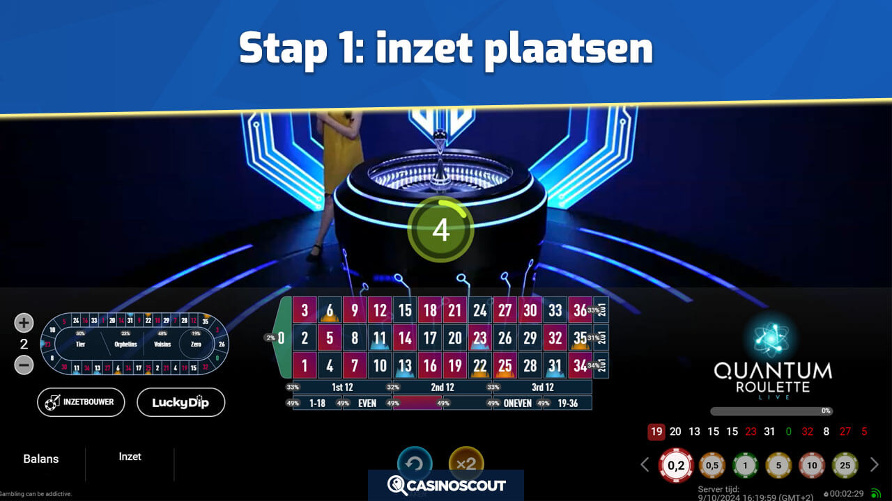 Inzetten bij Quantum Roulette