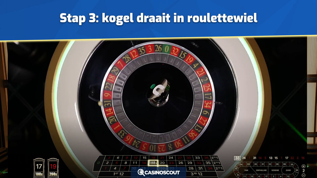 croupier draait het roulettewiel