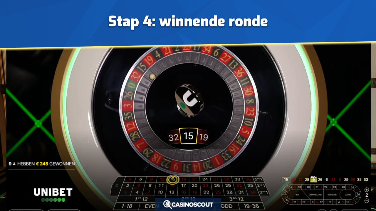 Winnende ronde met Lightning Roulette