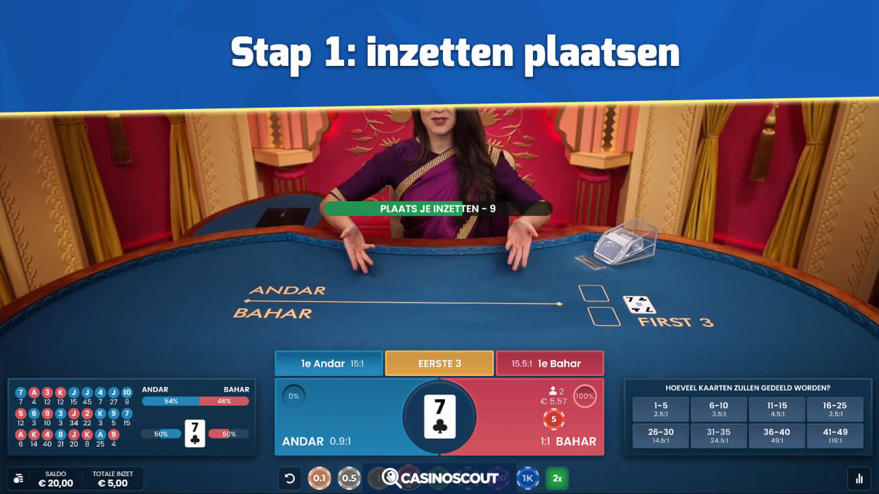 Inzetten plaatsen bij Live Andar Bahar