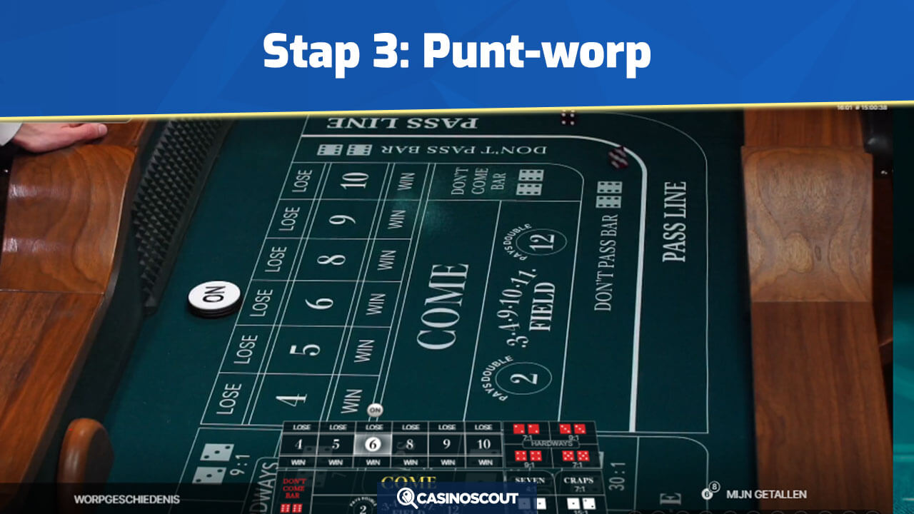 Punt-worp bij Live Craps