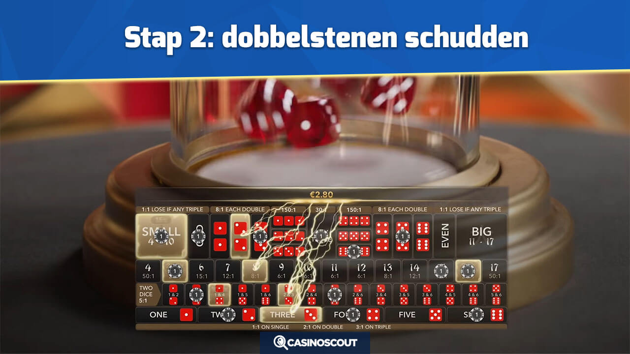 Dobbelstenen schudden bij Lightning Sic Bo