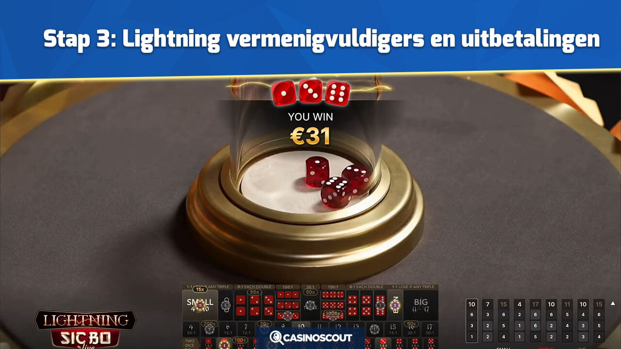 Lightning Vermenigvuldigers bij Lightning Sic Bo