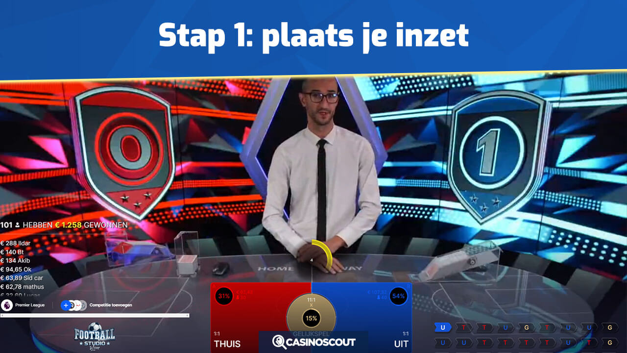 Inzetten plaatsen bij Live Football Studio