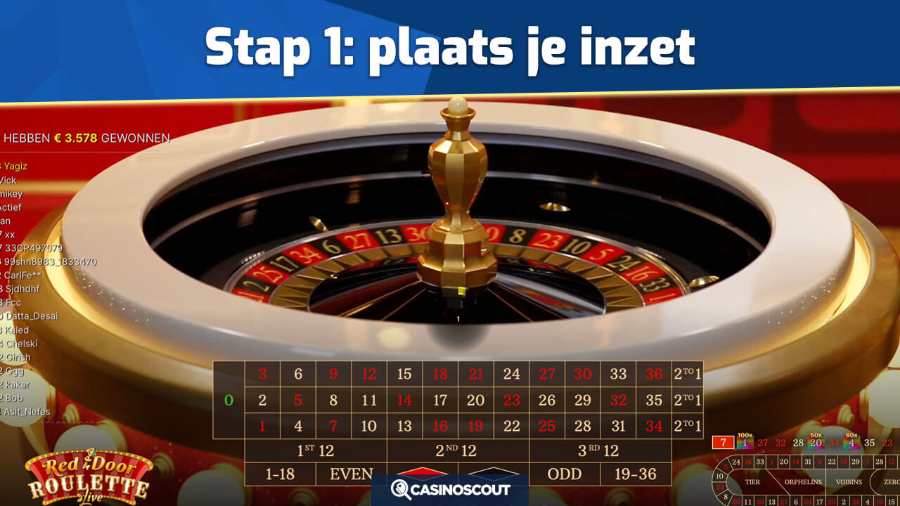 Inzetten plaatsen bij Red Door Roulette