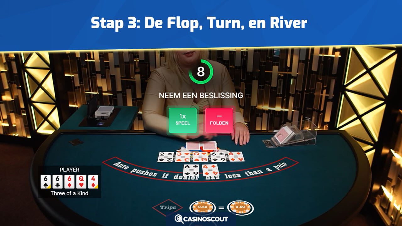 Flop, Turn en River kaarten bij Ultimate Texas Hold'em