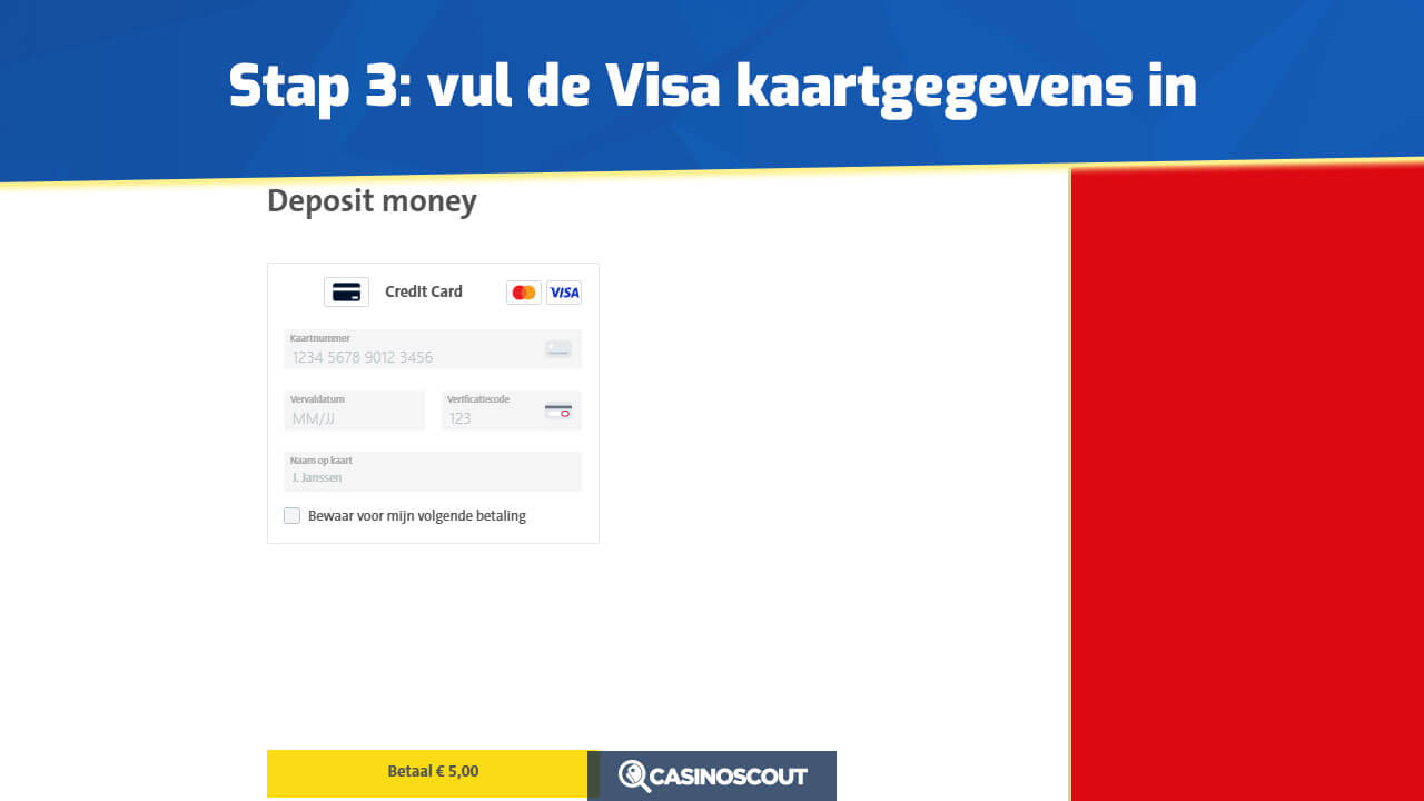 Vul je VISA kaartgegevens in