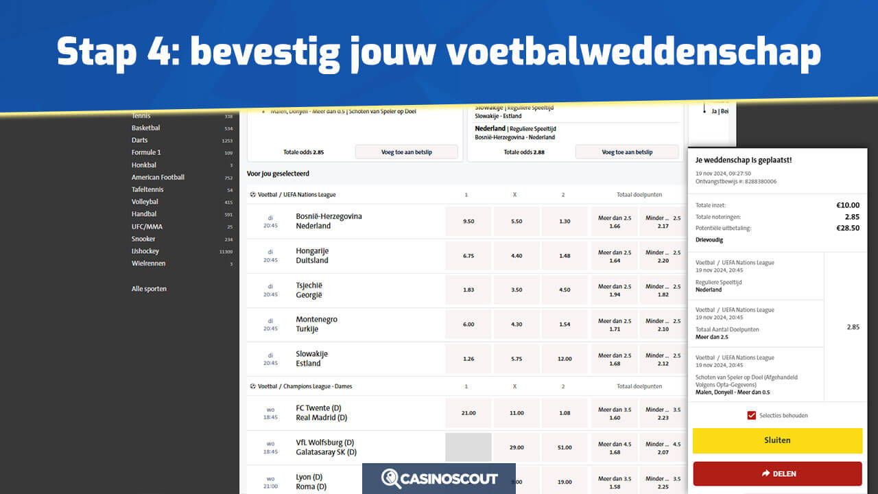 Voetbalweddenschap plaatsen