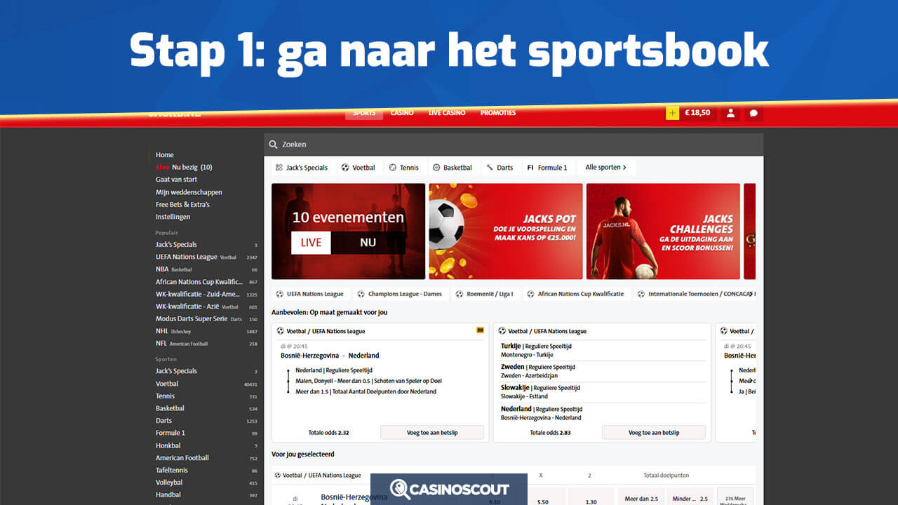 Ga naar het sportsbook