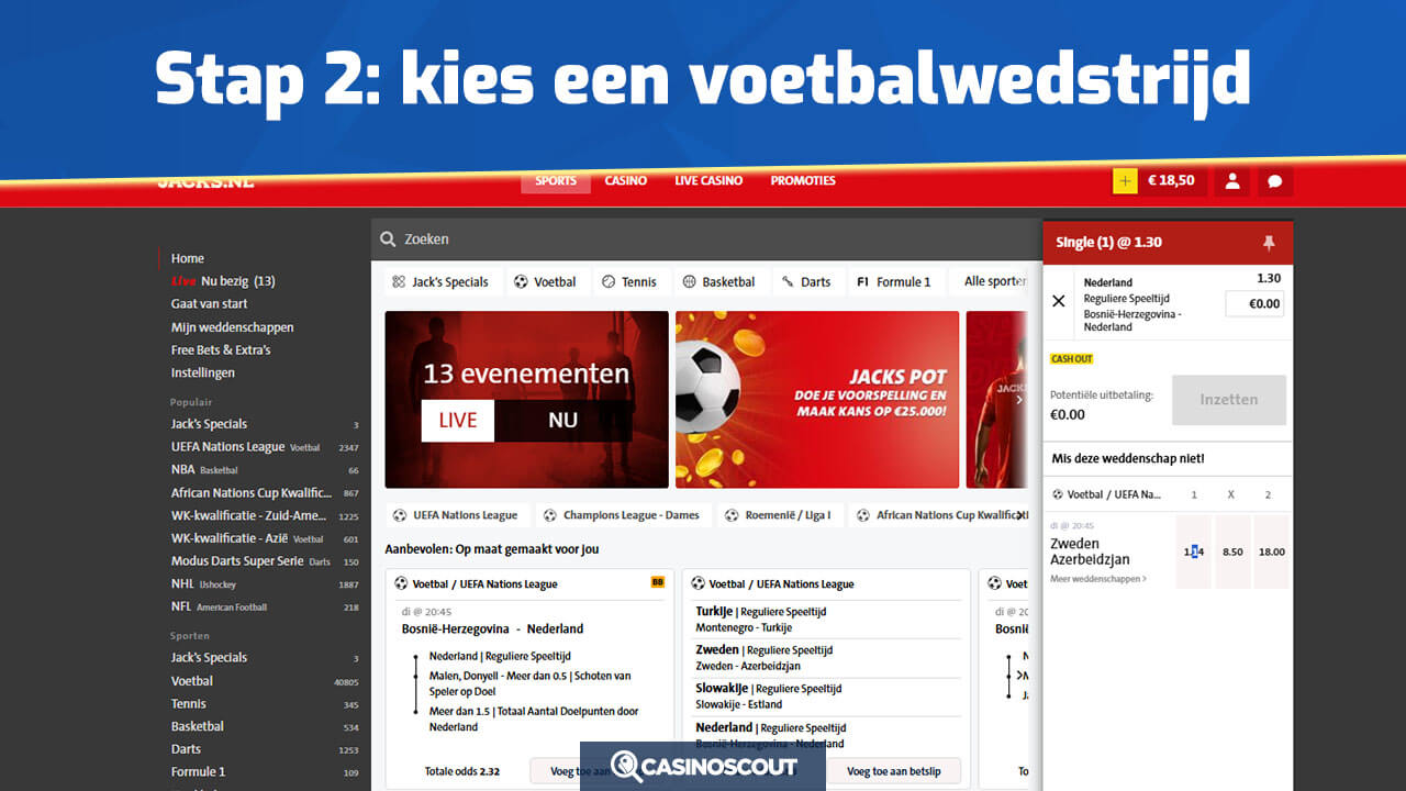 Kies een voetbalwedstrijd