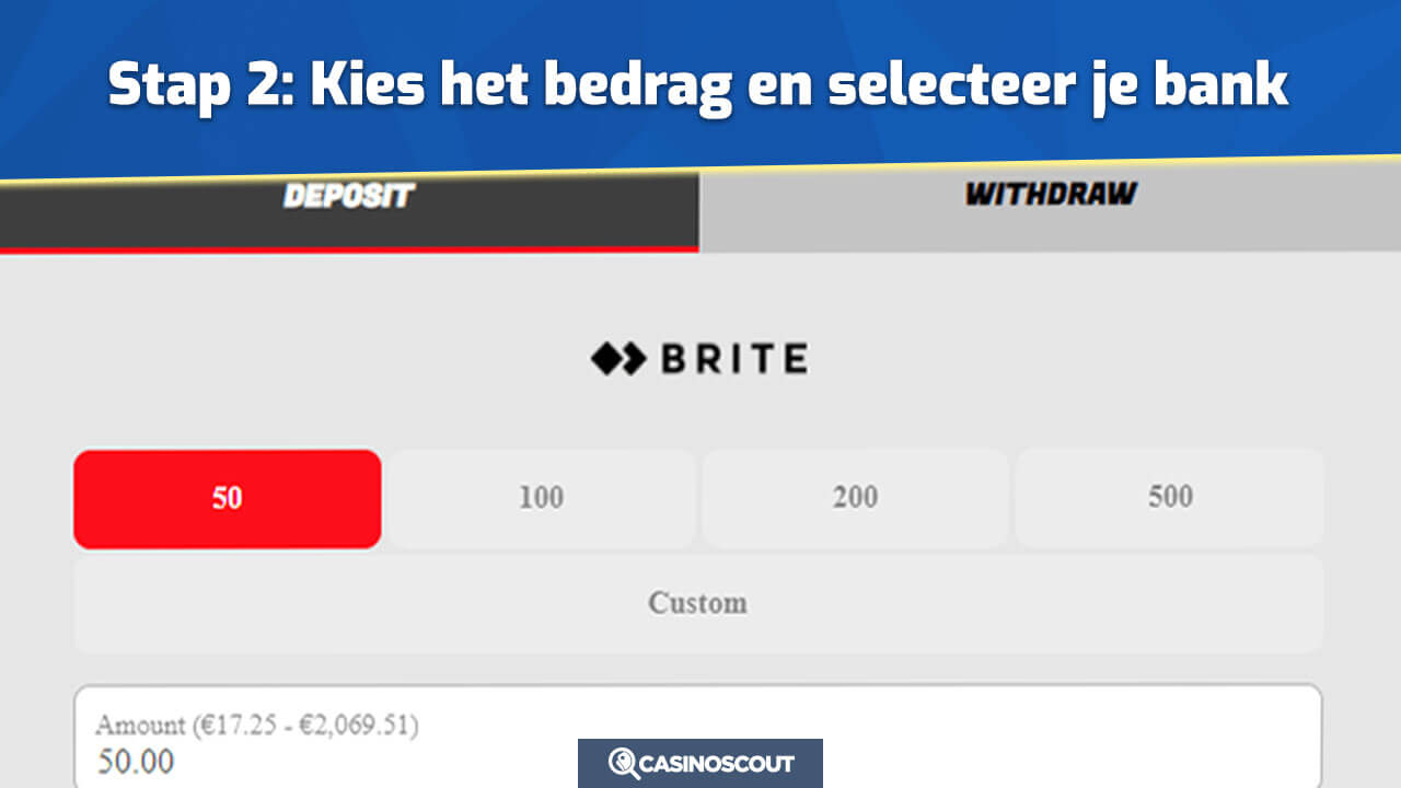 Selecteer je bedrag in een Brite casino