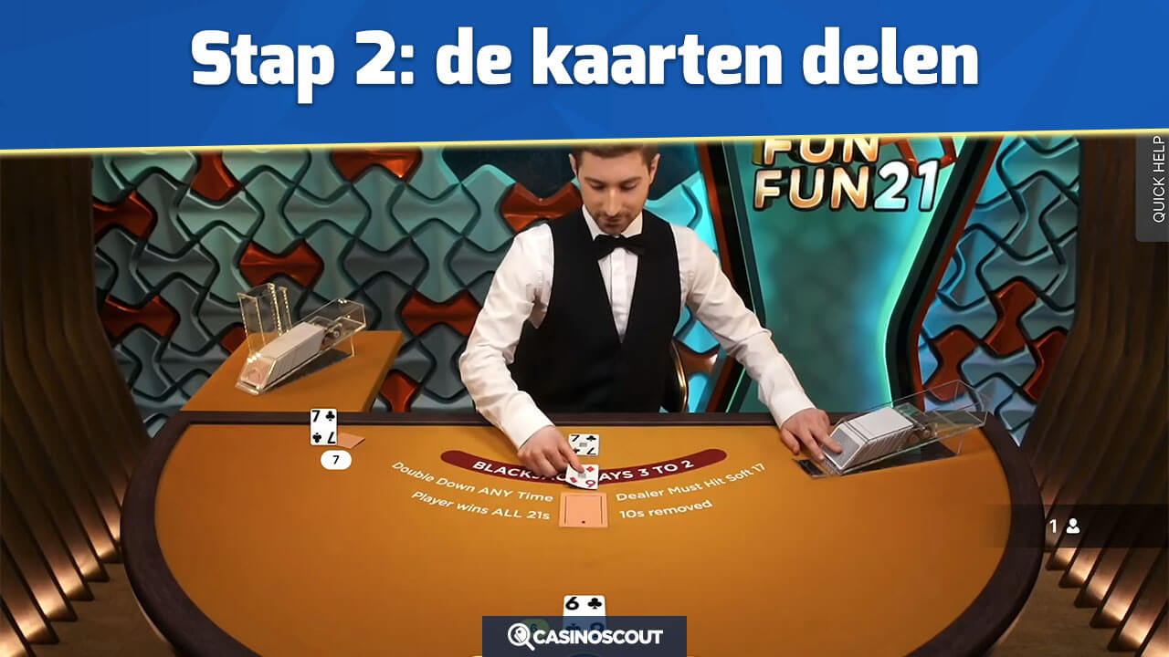 Ontvangen van kaarten bij Infinite Fun Fun 21 Blackjack