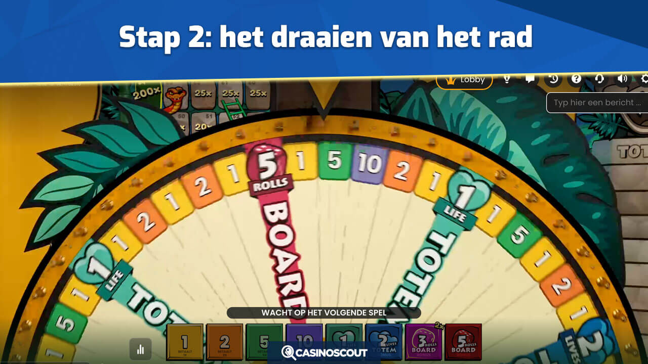 Rad draaien bij Snakes & Ladders Live