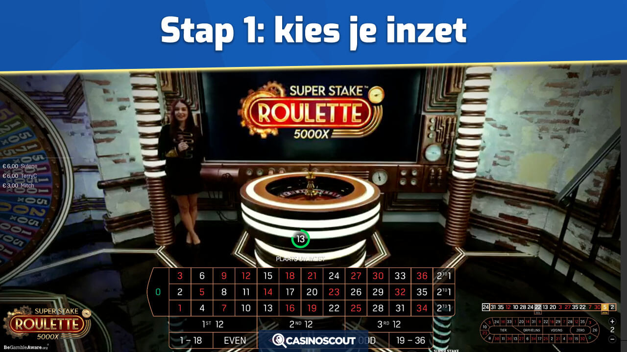 Inzetten plaatsen bij Super Stake Roulette