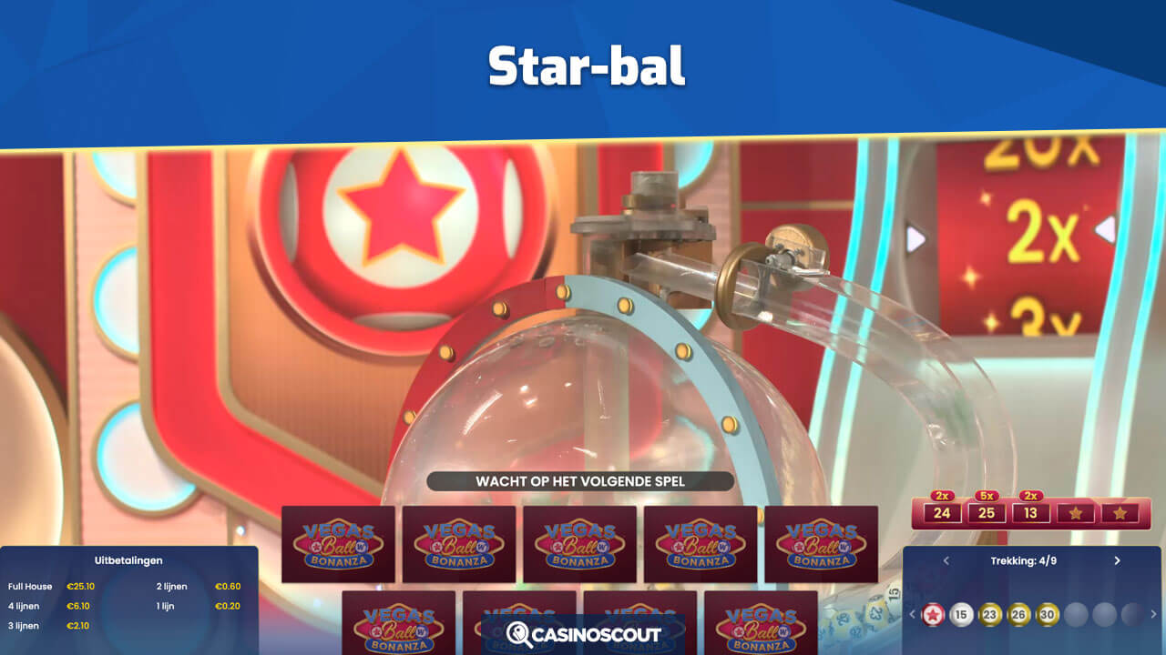 Star-bal spelen bij Vegas Ball Bonanza