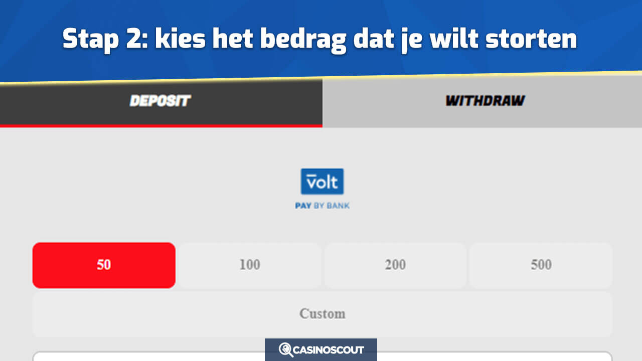 Selecteer je bedrag in een volt casino