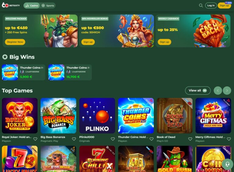 Betsixty Casino Screenshot 1