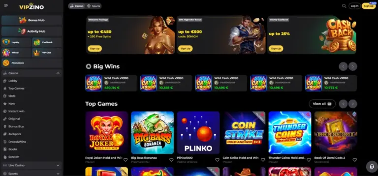 Vipzino Casino Screenshot 2