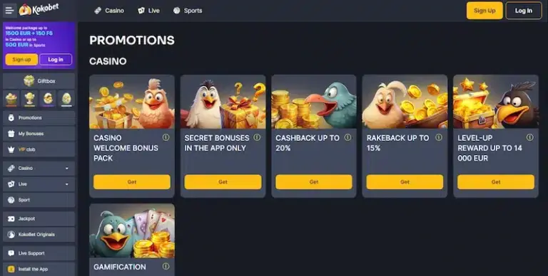 Kokobet Casino Screenshot 2