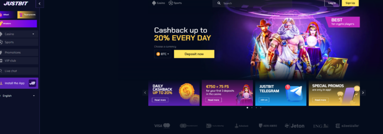 Justbit Casino Screenshot 1
