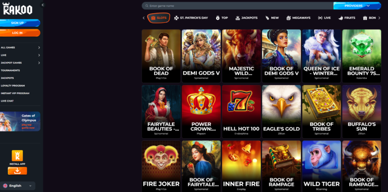 Rakoo Casino Screenshot 2