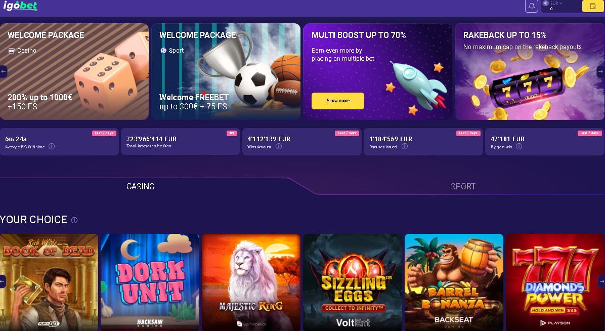IgoBet Casinospellen in de lobby