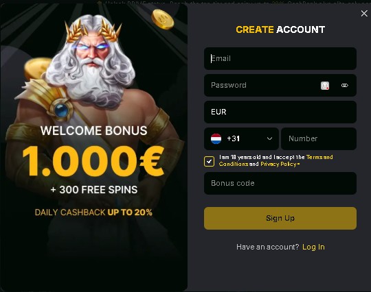 Registratieformulier Kaasino Casino Nederland