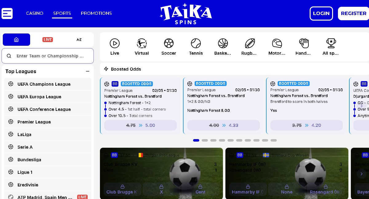 Taikaspins Casino Eredivisie NL sportweddenschappen