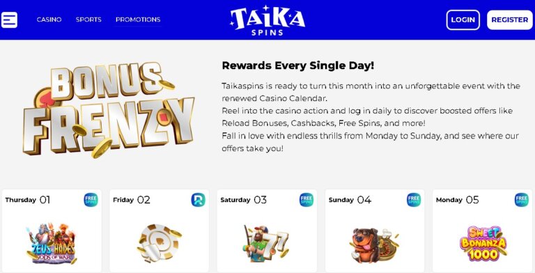 Taikaspins Casino Screenshot 3