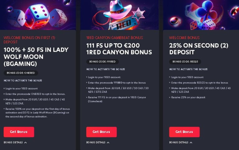 1Red Casino Screenshot 1