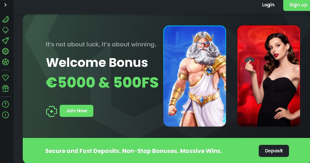 Winningz Casino lobby free spins bonus