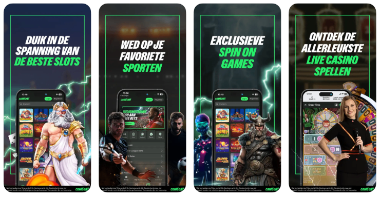 ComeOn app afbeeldingen.