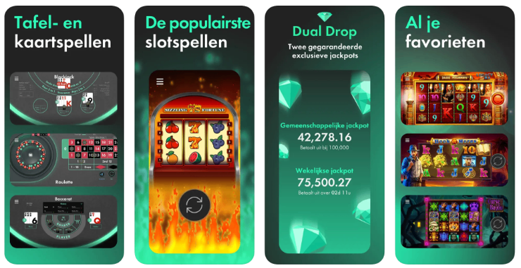 In-app afbeeldingen Bet365 Casino-app.