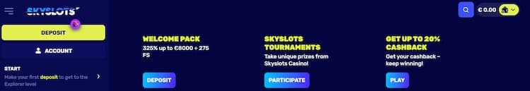 Skyslots Casino Screenshot 3