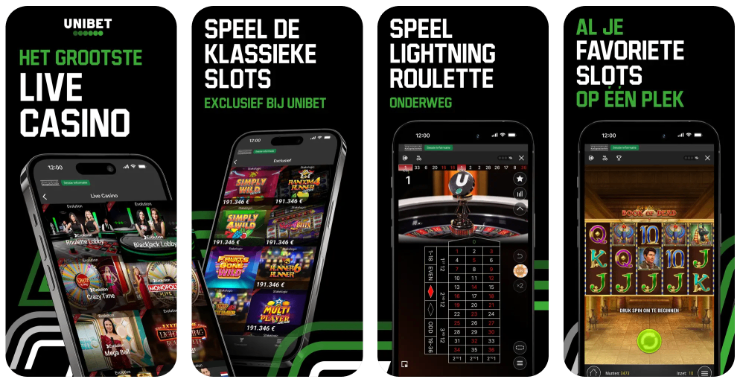Unibet Casino in-app afbeeldingen.