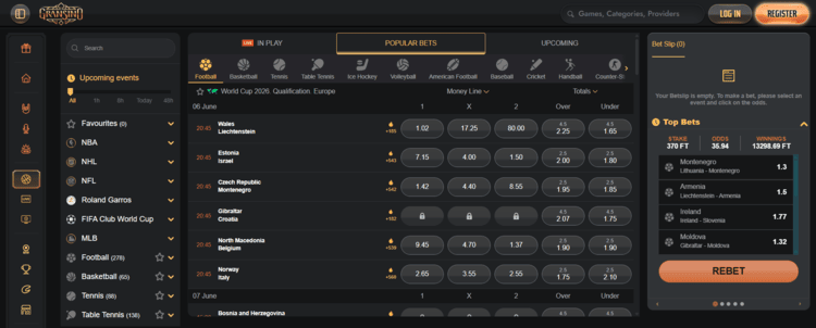 Gransino sportsbook, beste verboden casino deals