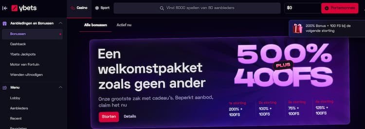 Ybets casino review Screenshot 1