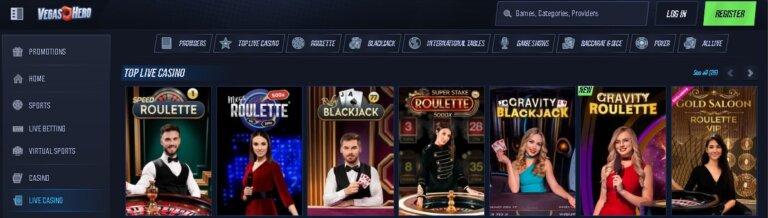 VegasHero Casino Screenshot 3